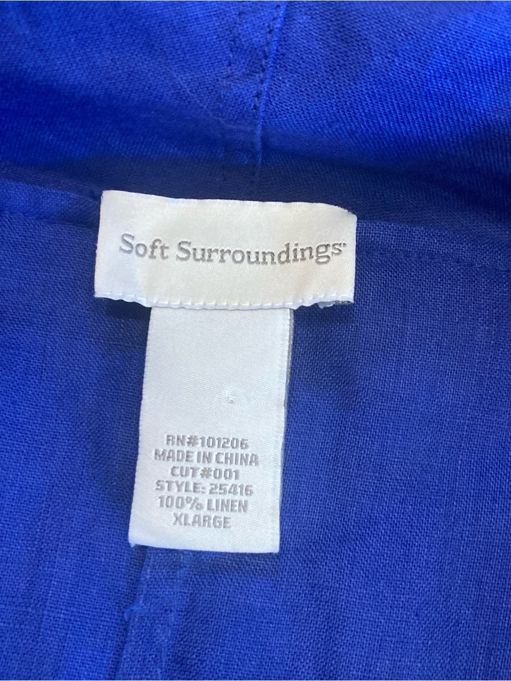 Soft Surroundings Cobalt Blue 100% Linen Open Jacket - Picture 2 of 4